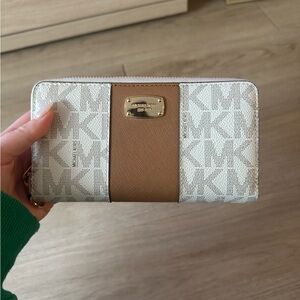 Michael Kors Cream and Brown Logo Wallet